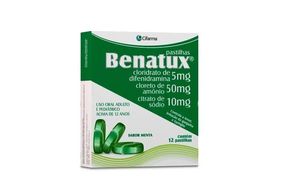 Benatux Pastilha 5mg + 50mg + 10mg sabor menta 12 Pastilha