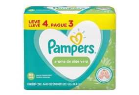 Lenços Toalhinhas Umedecidas Pampers Aloe Vera 4 pacotes com 48 unidades cada