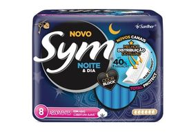 Absorvente Sym Noturno Cobertura Suave com Abas 8 unidades