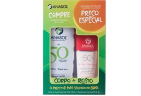 Kit Protetor Solar Corporal Anasol FPS 50 e Protetor Solar Facial 200mL FPS 35 60g 200ml