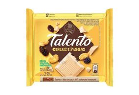 Chocolate Branco Talento Cereais e Passas 85g