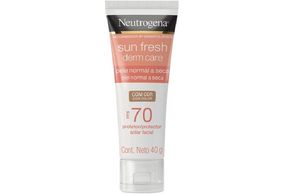 Protetor Solar Facial Neutrogena Sun Fresh Derm Care Dry Skin Pele Normal a Seca FPS 70 com cor 40g