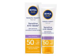 Protetor Solar Facial Anti-idade Nivea Sun Beauty Expert Sensitive FPS 50 50g