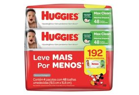 Lenço Umedecido Huggies Max Clean Disney Baby 48 unidades Leve 4 unidades Pague 3 unidades