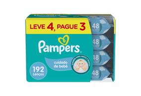 Kit Lenço Umedecido Pampers Cuidado do Bebê 48 unidades 4 pacotes