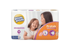 Fralda Pom Pom Protek Proteção de Mãe Grandinhos 15 a 24kg com 14 Unidades