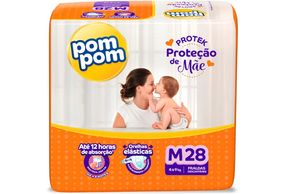 Fralda Pom Pom Protek Proteção de Mãe Jumbo M com 28 Unidades