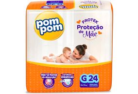 Fralda Pom Pom Protek Proteção de Mãe Jumbo G com 24 Unidades