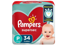 Fralda Pampers Supersec Mega P com 34 Unidades