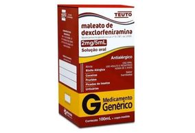 Maleato de Dexclorfeniramina 0,4MG/ML (2MG/5ML) Genérico Teuto