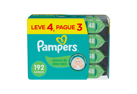 Lenço Umedecido Pampers Aroma de Aloe Vera 48 unidades 4 Pacotes