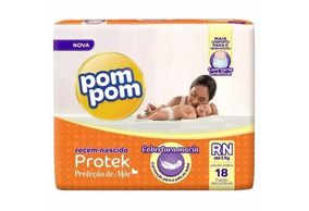 Fralda Pom Pom Protek Proteção De Mãe RN 18 Unidades