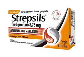Pastilhas Para Garganta Strepsils Sabor Laranja Sem Açúcar Com 8 Pastilhas