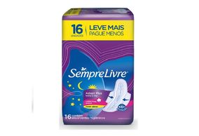 Absorvente Sempre Livre Adapt Plus Noite e Dia Cobertura Suave com Abas 16 Unidades