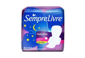 Absorvente Sempre Livre Noturno Suave com Abas Agentes Naturais com 8 unidades