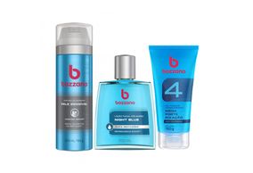 Kit Bozzano Espuma de Barbear Pele Sensível 200ml + Loção Facial Pós Barbar Night Blue 100ml + Gel Fixador Condicionante Mega Forte Fixação 4 150g