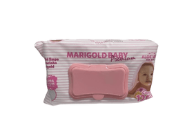 Toalha Umedecida Marigold Premium Rosa com 120 unidades