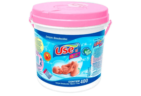 Lenço Umedecidos Use It Balde Rosa com 400 Unidades