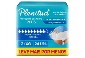 Roupa Íntima Descartável Unissex Plenitud Protect Plus G/XG Absorção Intensa 24 unidades