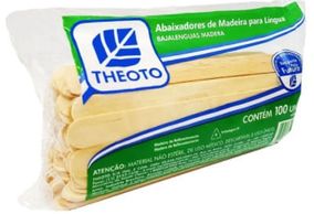 Abaixador De Língua Madeira Theoto com 100 unidades