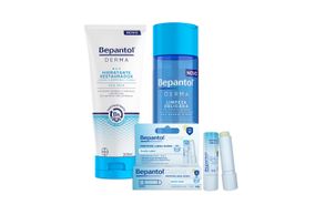 Kit Beleza Bepantol Derma Hidratante Restaurador Diário 200ml + Gel Facial Diário 200ml + Protetor Labial Diário FPS 50 4,5g