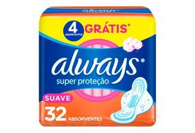Absorvente Always Super Proteção Cobertura Suave com Abas 32 Unidades