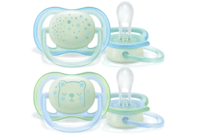 Chupeta Philips Avent Ultra Air Night Brilha no Escuro 0-6 Meses Azul com 2 unidades