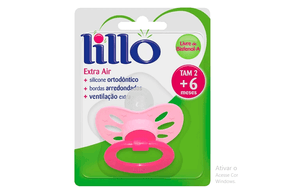 Chupeta Lillo Funny Xadrez Ortodôntico Silicone Rosa Tamanho 2