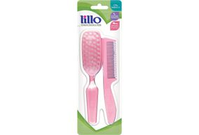 Kit Lillo Escova e Pente de Cabelo cor Rosa