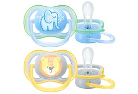 Chupeta Philips Avent Ultra Air Decorada 0-6 Meses Azul com 2 unidades