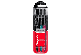 Colgate Escova De Dente Slim Soft Black Macia 3 Unidades