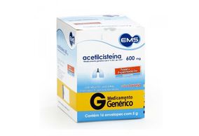 Acetilcisteína 600mg Granulado - 16 Envelopes com 5 g Sabora laranja