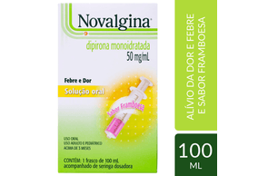 Novalgina 50mg/mL Solução Oral Sabor Framboesa - Frasco com 100mL