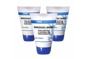 Kit 3 Minoxidil 5% Para Barba com Biotina mais Fatores de Crescimento 120g
