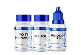 Kit Minoxidil 5% + Fo-ti 60Caps + Pill food 60Caps
