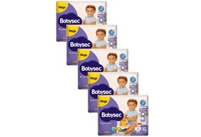 Kit 5 Fraldas Babysec Galinha Pintadinha Premium Mega XG com 24 unidades