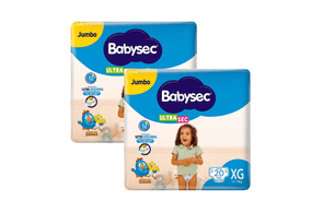 Kit 2 Fraldas Babysec Ultrasec Jumbo Galinha Pintadinha XG com 20 unidades