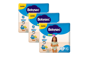 Kit 3 Fraldas Babysec Ultrasec Jumbo Galinha Pintadinha XG com 20 unidades