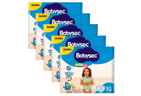 Kit 5 Fraldas Babysec Ultrasec Jumbo Galinha Pintadinha XG com 20 unidades