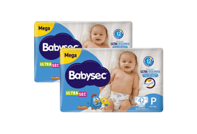 Kit 2 Fraldas Babysec Ultrasec Mega Galinha Pintadinha P com 42 unidades