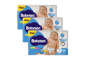 Kit 3 Fraldas Babysec Ultrasec Mega Galinha Pintadinha P com 42 unidades