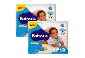 Kit 2 Fraldas Babysec Ultrasec Jumbo Galinha Pintadinha XXG com 16 unidades