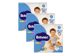 Kit 3 Fraldas Babysec Ultrasec Jumbo Galinha Pintadinha G com 16 unidades