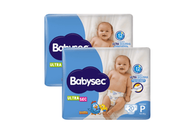 Kit 2 Fraldas Babysec Ultrasec Jumbo Galinha Pintadinha P com 20 unidades