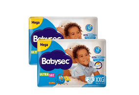 Kit 2 Fraldas Babysec Ultrasec Mega Galinha Pintadinha XXG com 28 unidades
