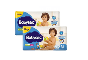 Kit 2 Fraldas Babysec Ultrasec Mega Galinha Pintadinha M com 38 unidades