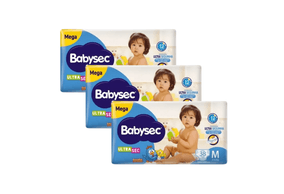 Kit 3 Fraldas Babysec Ultrasec Mega Galinha Pintadinha M com 38 unidades