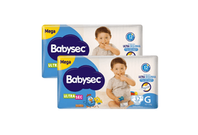 Kit 2 Fraldas Babysec Ultrasec Mega Galinha Pintadinha G com 32 unidades