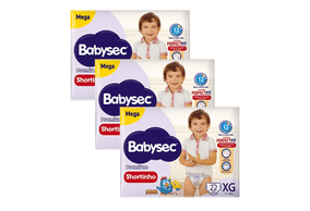 Kit 3 Fraldas Babysec Shortinho Pants Galinha Pintadinha Premium XG com 22 unidades