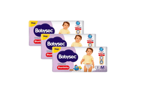 Kit 3 Fraldas Babysec Shortinho Pants Galinha Pintadinha Premium M com 30 unidades